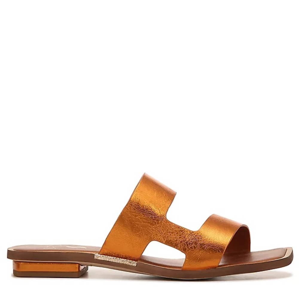 Franco Sarto Metallic Orange Slide Sandals